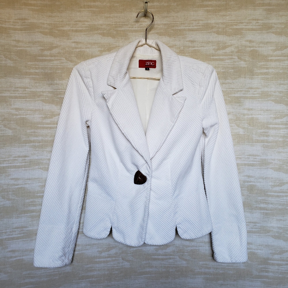 S early 00s corduroy heart-shaped wood button boho blazer